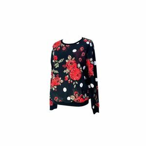 Pink Blush Red Rose Polka Dot Top - Size XL